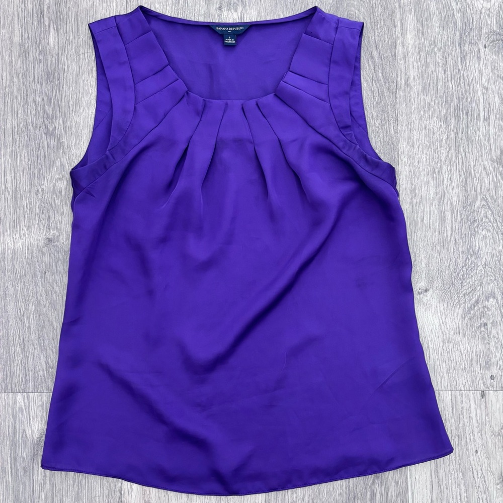 Banana Republic Purple Pleated Neck Sleeveless Camisole